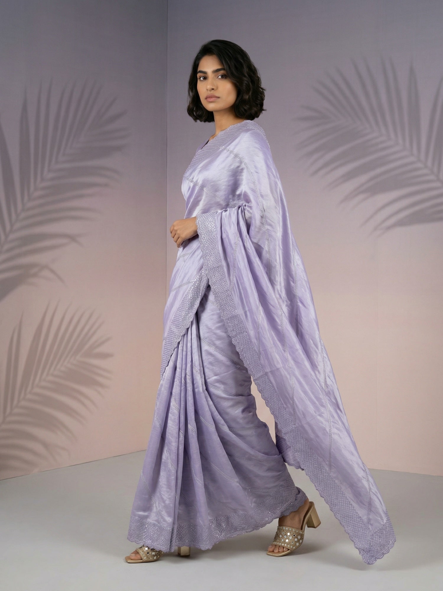 Pure Raspberry Silk Embroidered Saree with Leheriya Work and Sequin Border  Lightweight Festive Silk Saree with Blouse