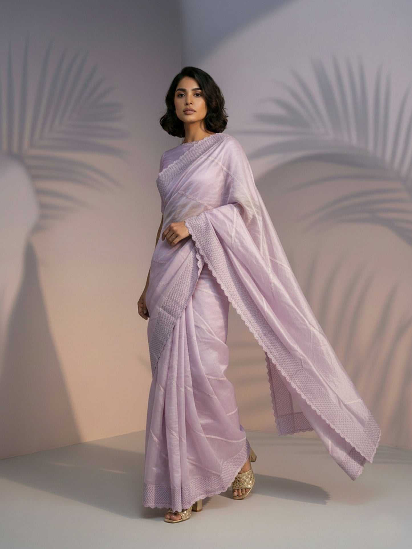 Pure Raspberry Silk Embroidered Saree with Leheriya Work and Sequin Border  Lightweight Festive Silk Saree with Blouse