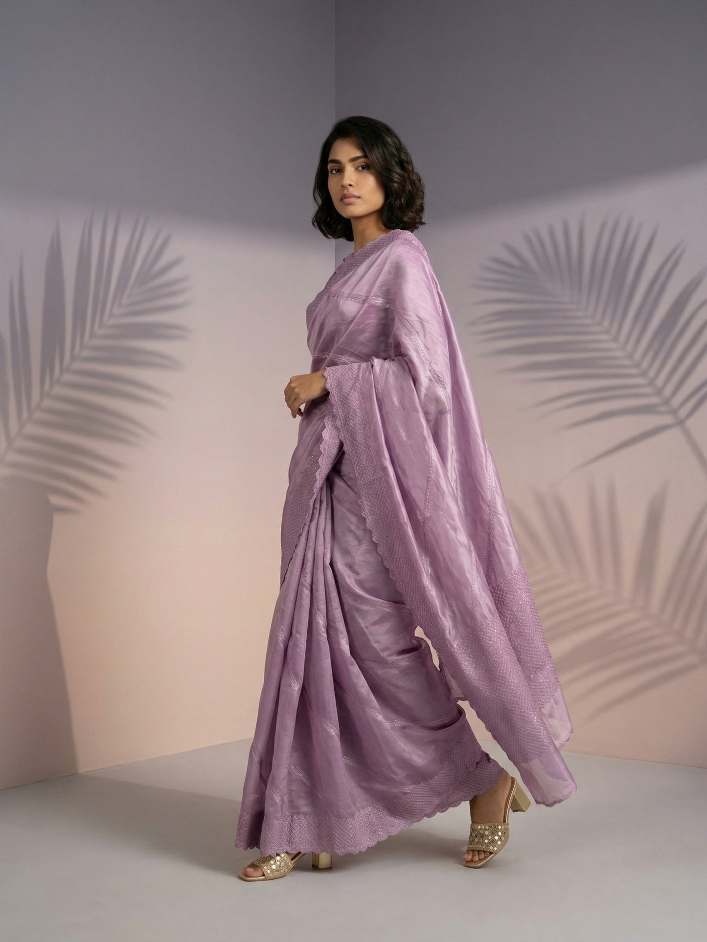 Pure Raspberry Silk Embroidered Saree with Leheriya Work and Sequin Border  Lightweight Festive Silk Saree with Blouse