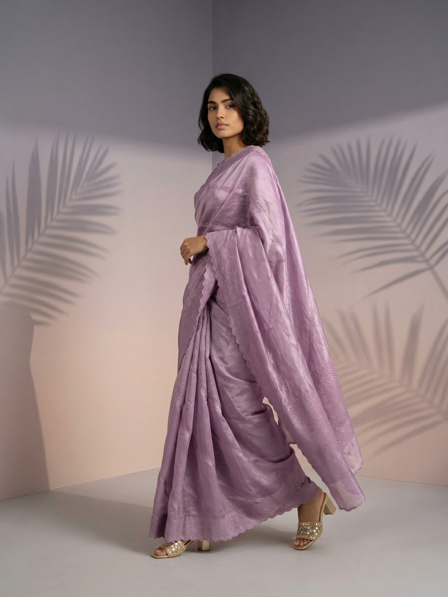 Pure Raspberry Silk Embroidered Saree with Leheriya Work and Sequin Border  Lightweight Festive Silk Saree with Blouse
