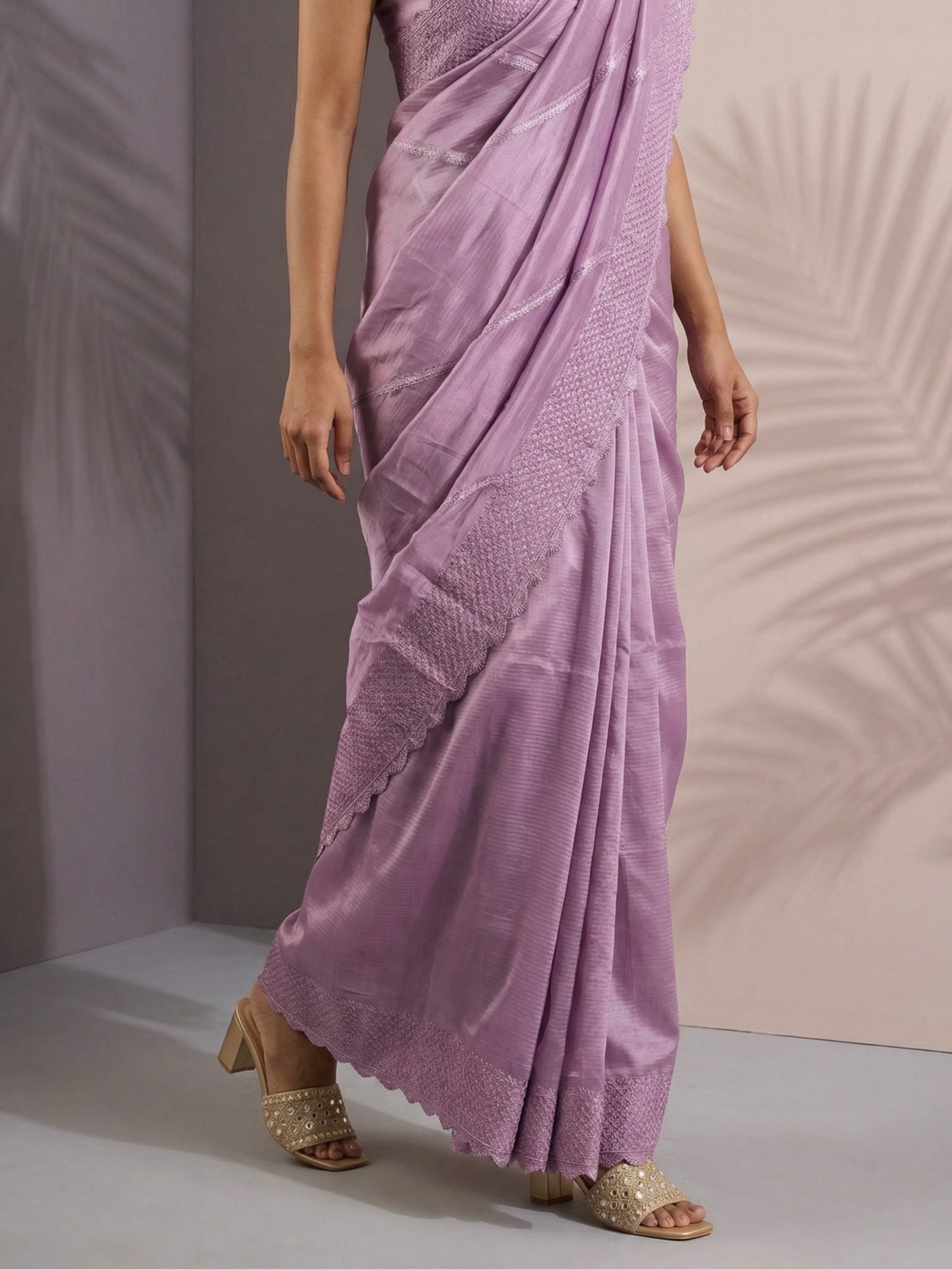 Pure Raspberry Silk Embroidered Saree with Leheriya Work and Sequin Border  Lightweight Festive Silk Saree with Blouse