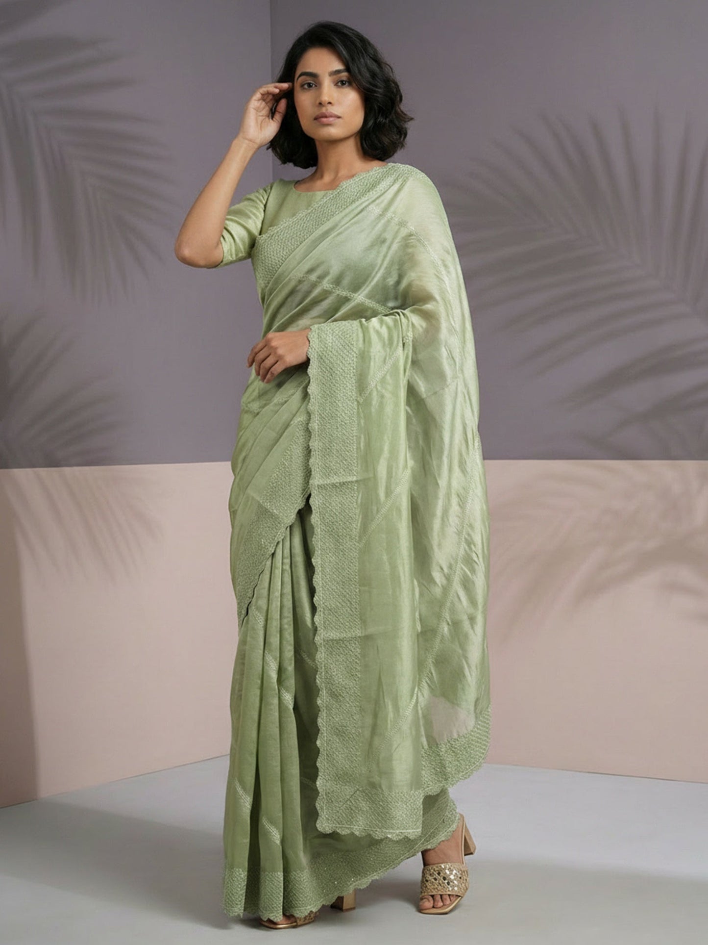 Pure Raspberry Silk Embroidered Saree with Leheriya Work and Sequin Border  Lightweight Festive Silk Saree with Blouse