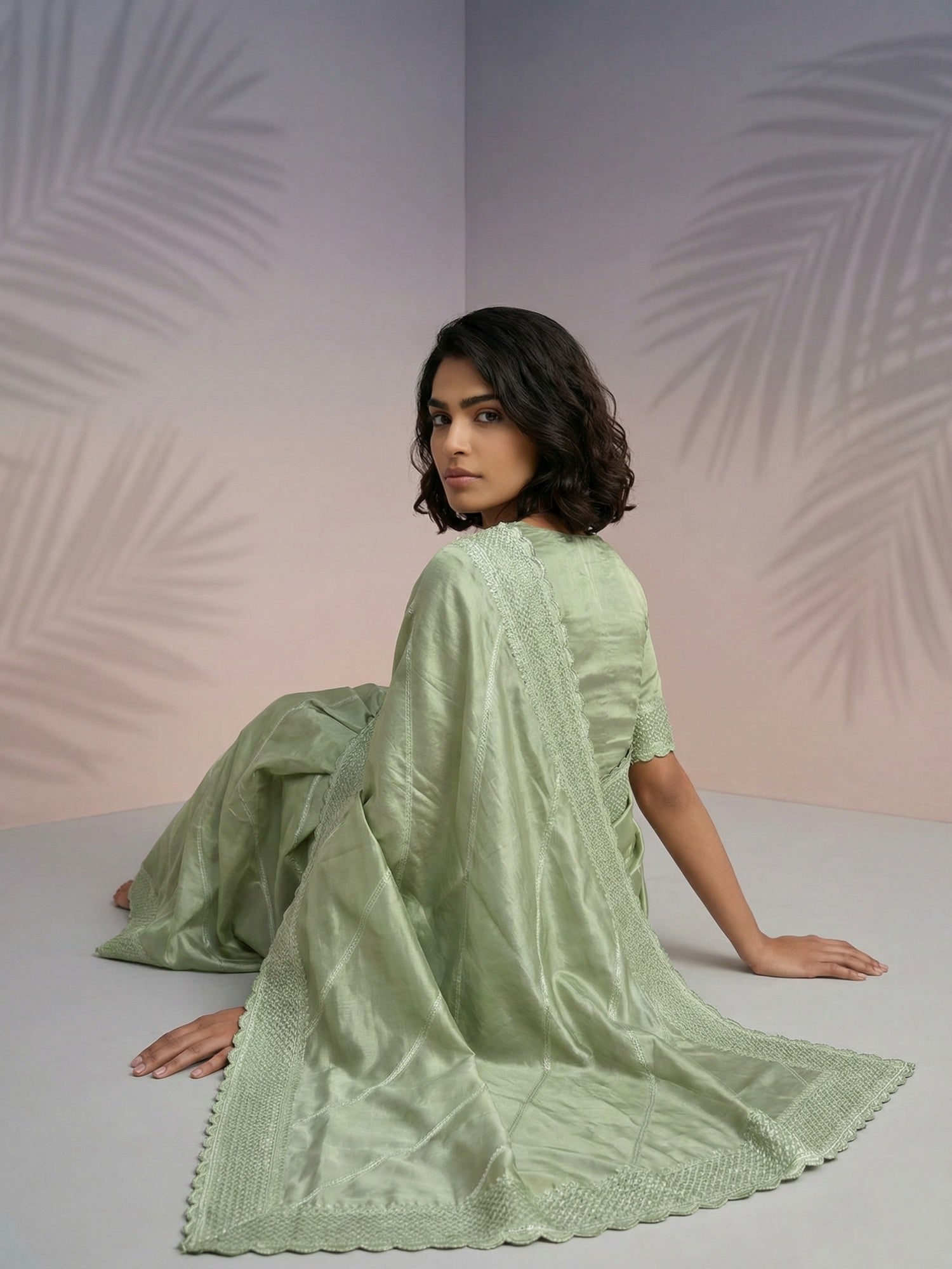 Pure Raspberry Silk Embroidered Saree with Leheriya Work and Sequin Border  Lightweight Festive Silk Saree with Blouse