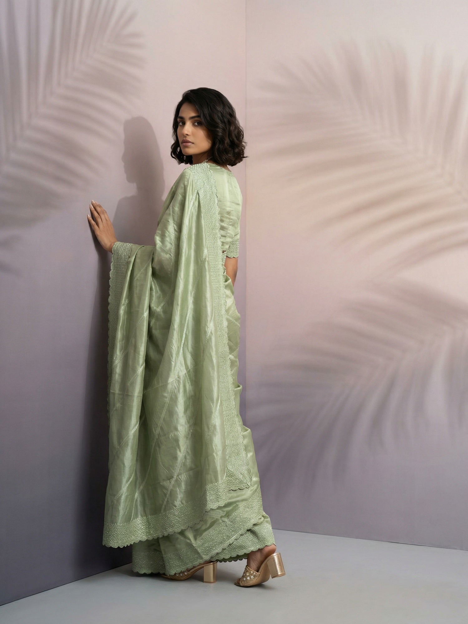 Pure Raspberry Silk Embroidered Saree with Leheriya Work and Sequin Border  Lightweight Festive Silk Saree with Blouse