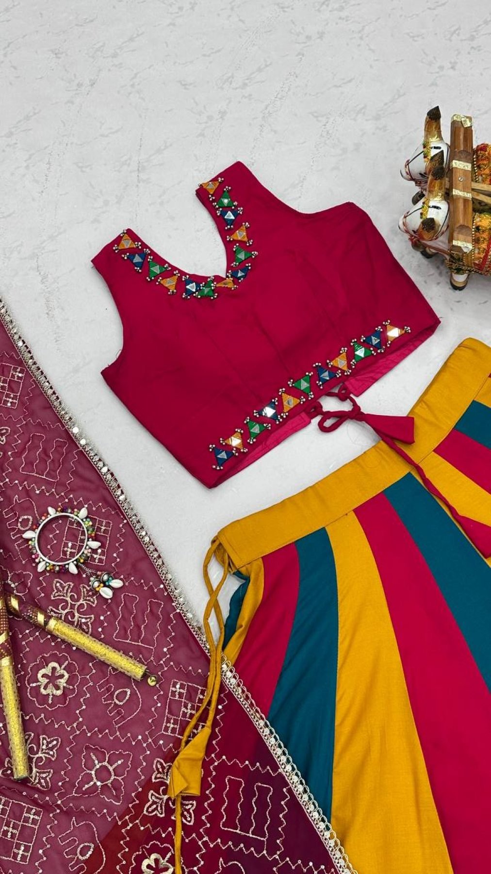 Pure Cotton Lehenga Choli with Colour Kali and Cotton Dupatta