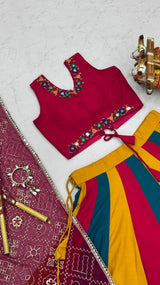 Pure Cotton Lehenga Choli with Colour Kali and Cotton Dupatta