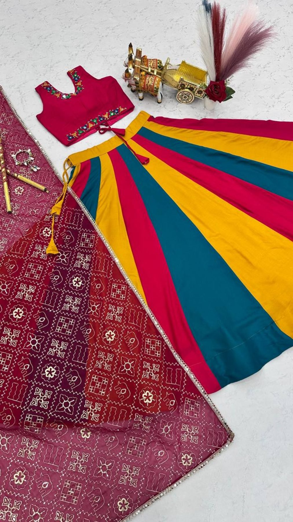 Pure Cotton Lehenga Choli with Colour Kali and Cotton Dupatta