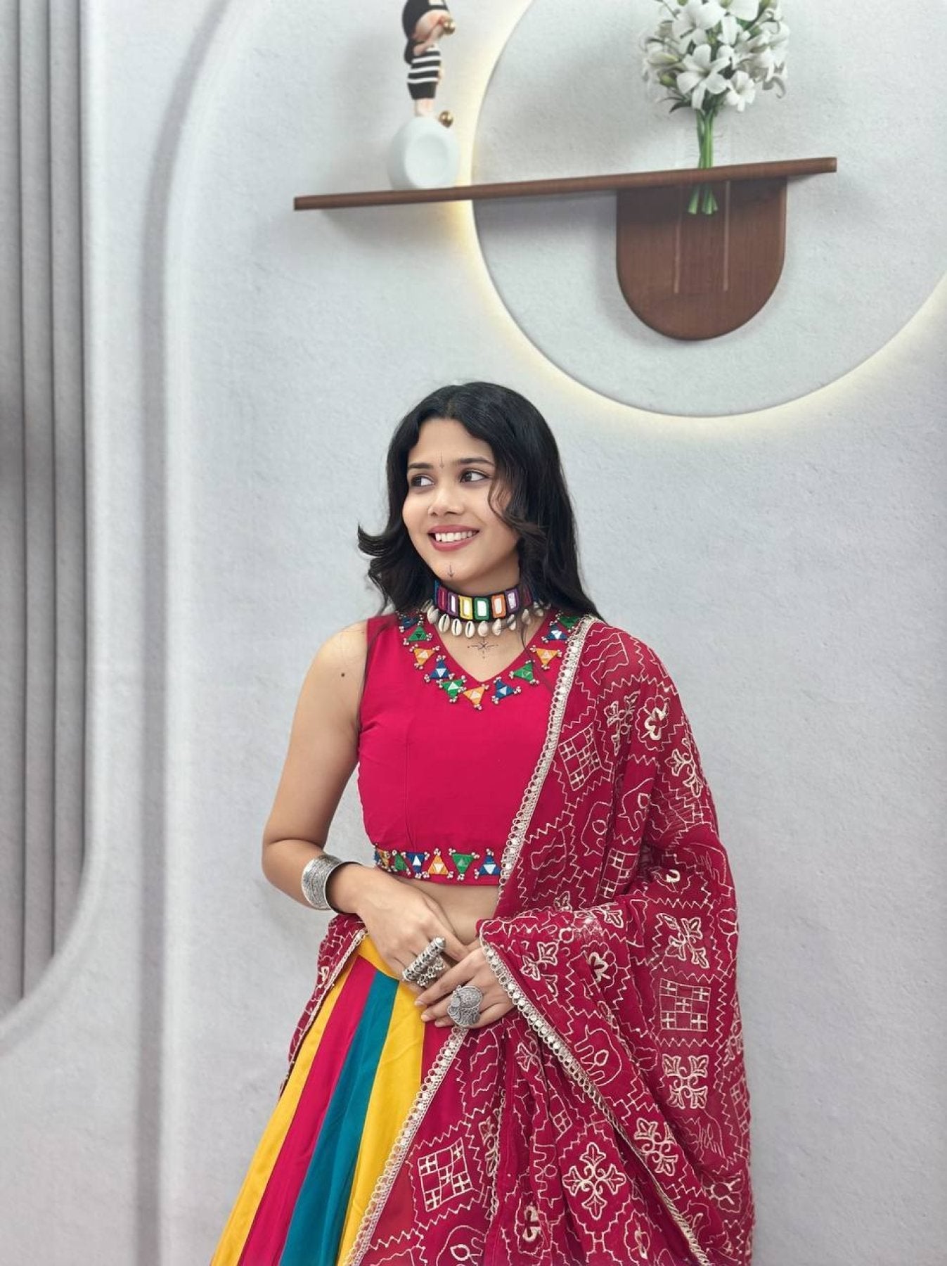 Pure Cotton Lehenga Choli with Colour Kali and Cotton Dupatta