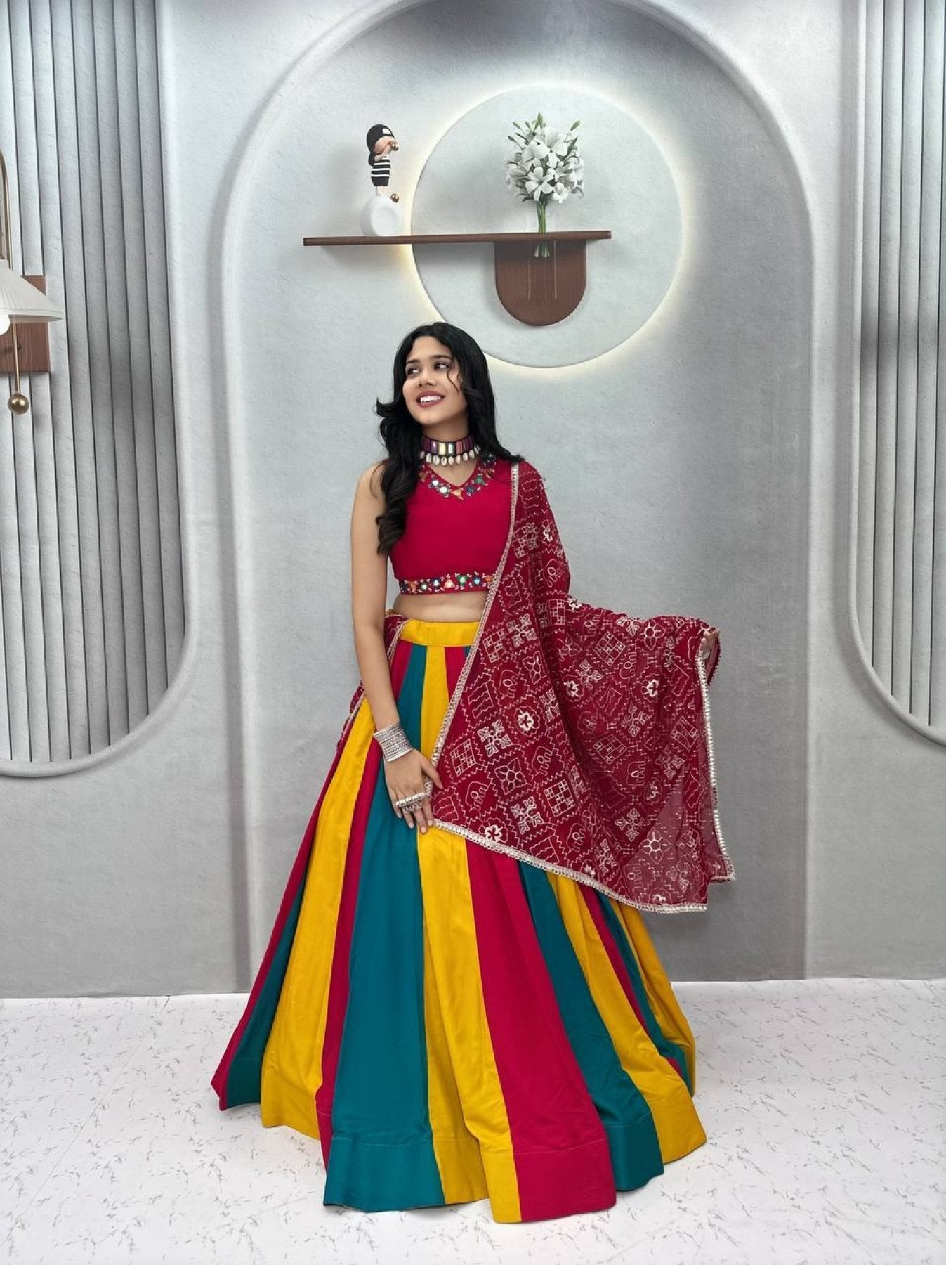 Pure Cotton Lehenga Choli with Colour Kali and Cotton Dupatta