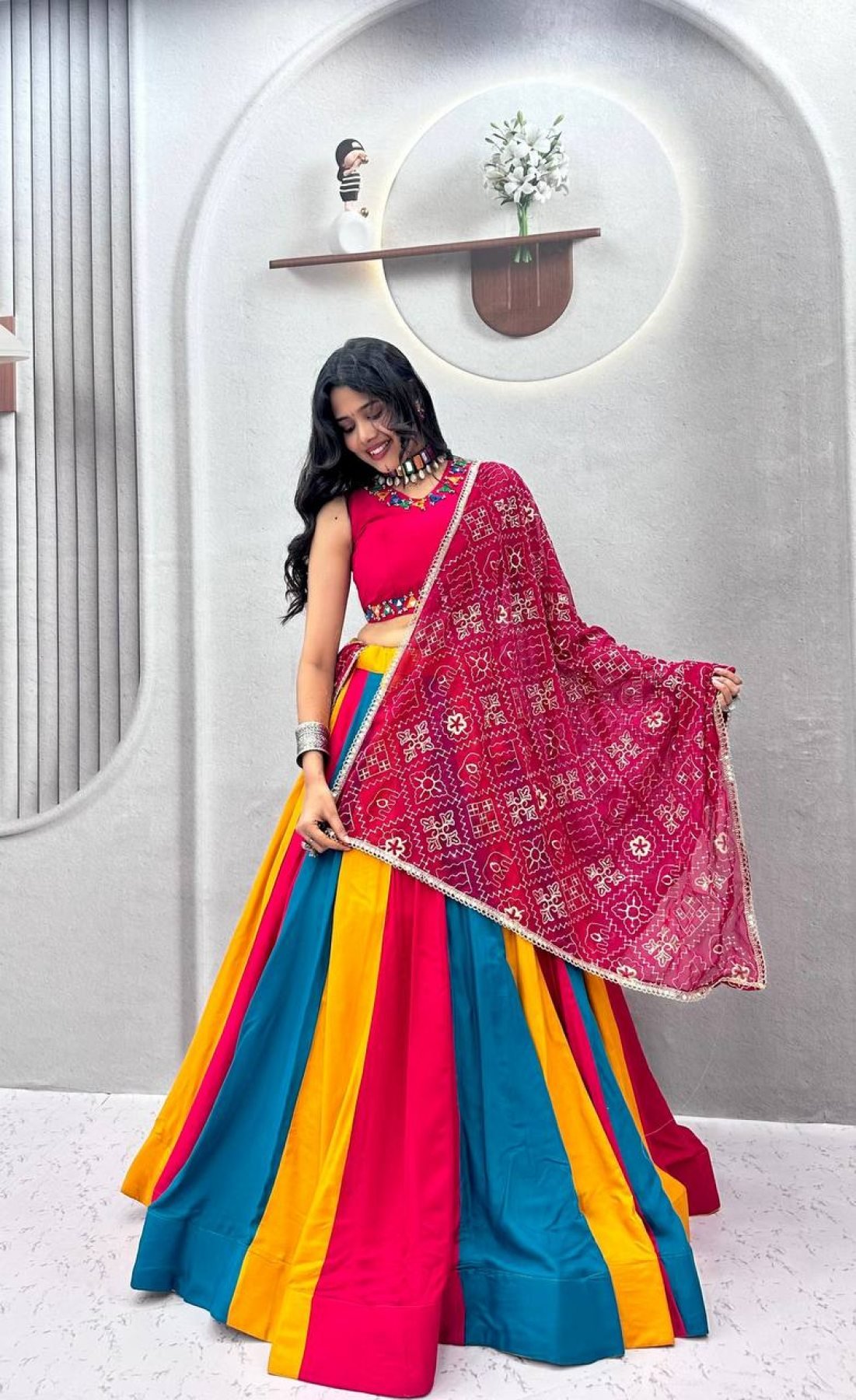 Pure Cotton Lehenga Choli with Colour Kali and Cotton Dupatta