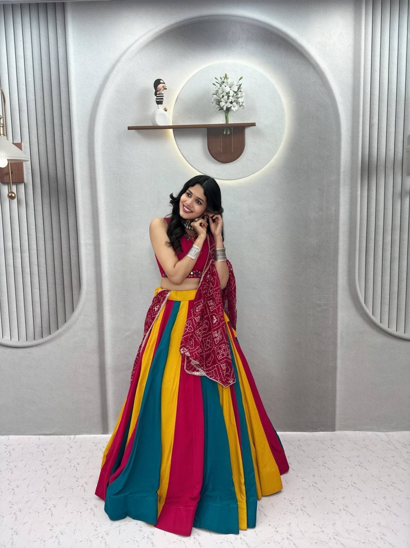 Pure Cotton Lehenga Choli with Colour Kali and Cotton Dupatta