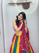 Pure Cotton Lehenga Choli with Colour Kali and Cotton Dupatta