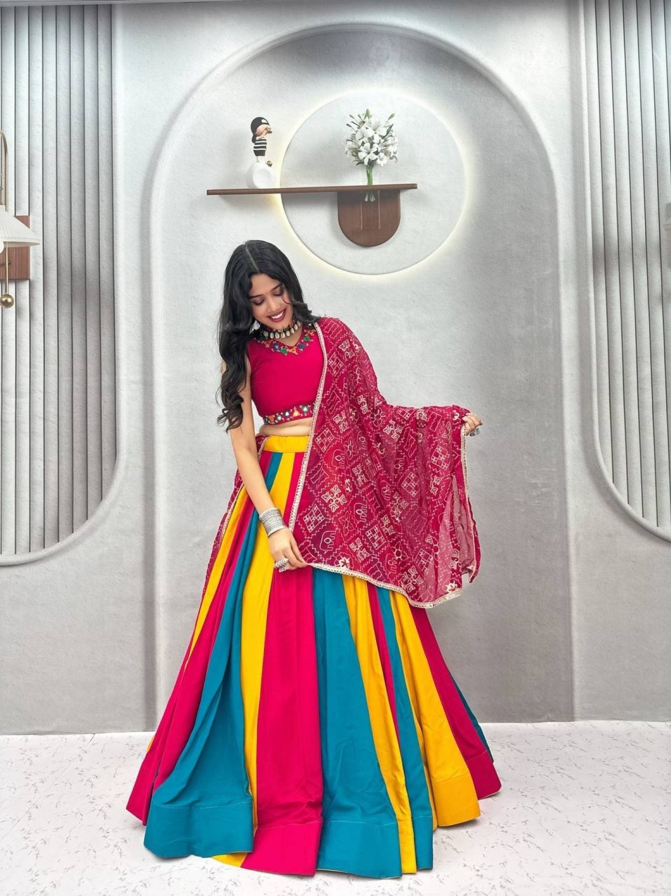 Pure Cotton Lehenga Choli with Colour Kali and Cotton Dupatta