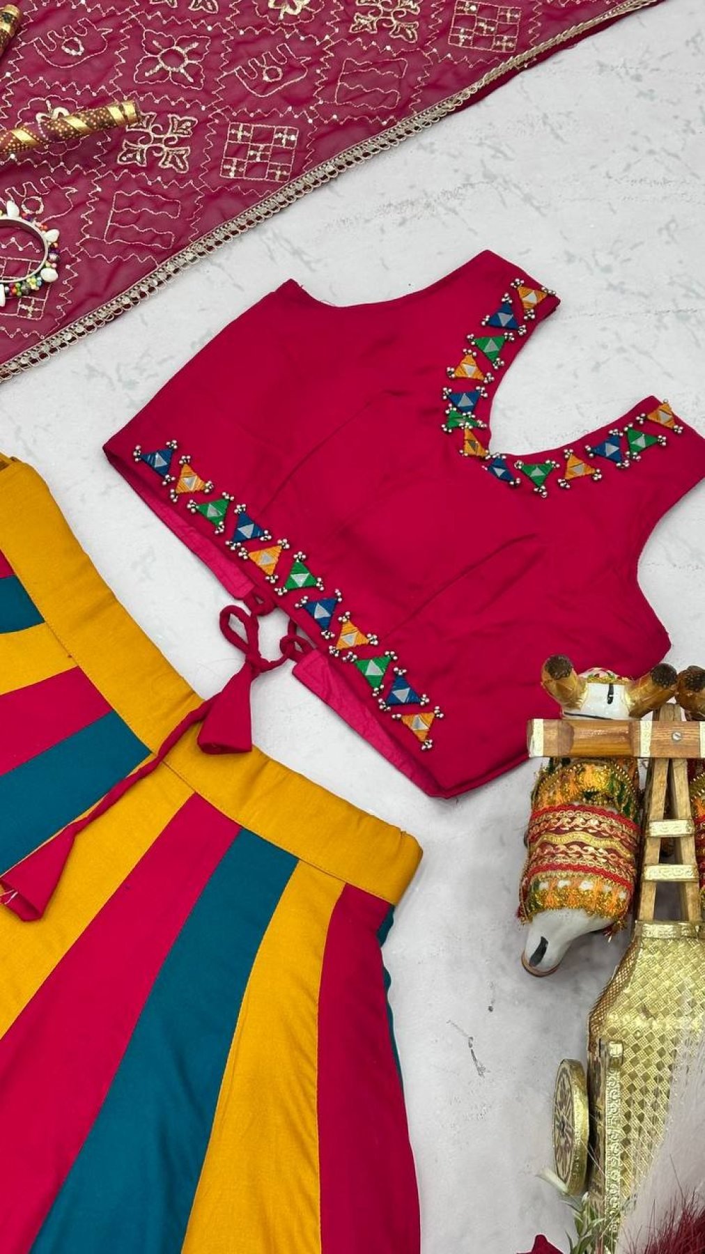 Pure Cotton Lehenga Choli with Colour Kali and Cotton Dupatta