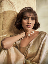 Adorable Brown Thread Work Silk Festive Saree Wear With Blouse
