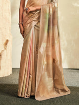 Adorable Brown Thread Work Silk Festive Saree Wear With Blouse