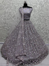Adorable Lavender Sequins Work Net Bridesmaid Lehenga Choli With Dupatta
