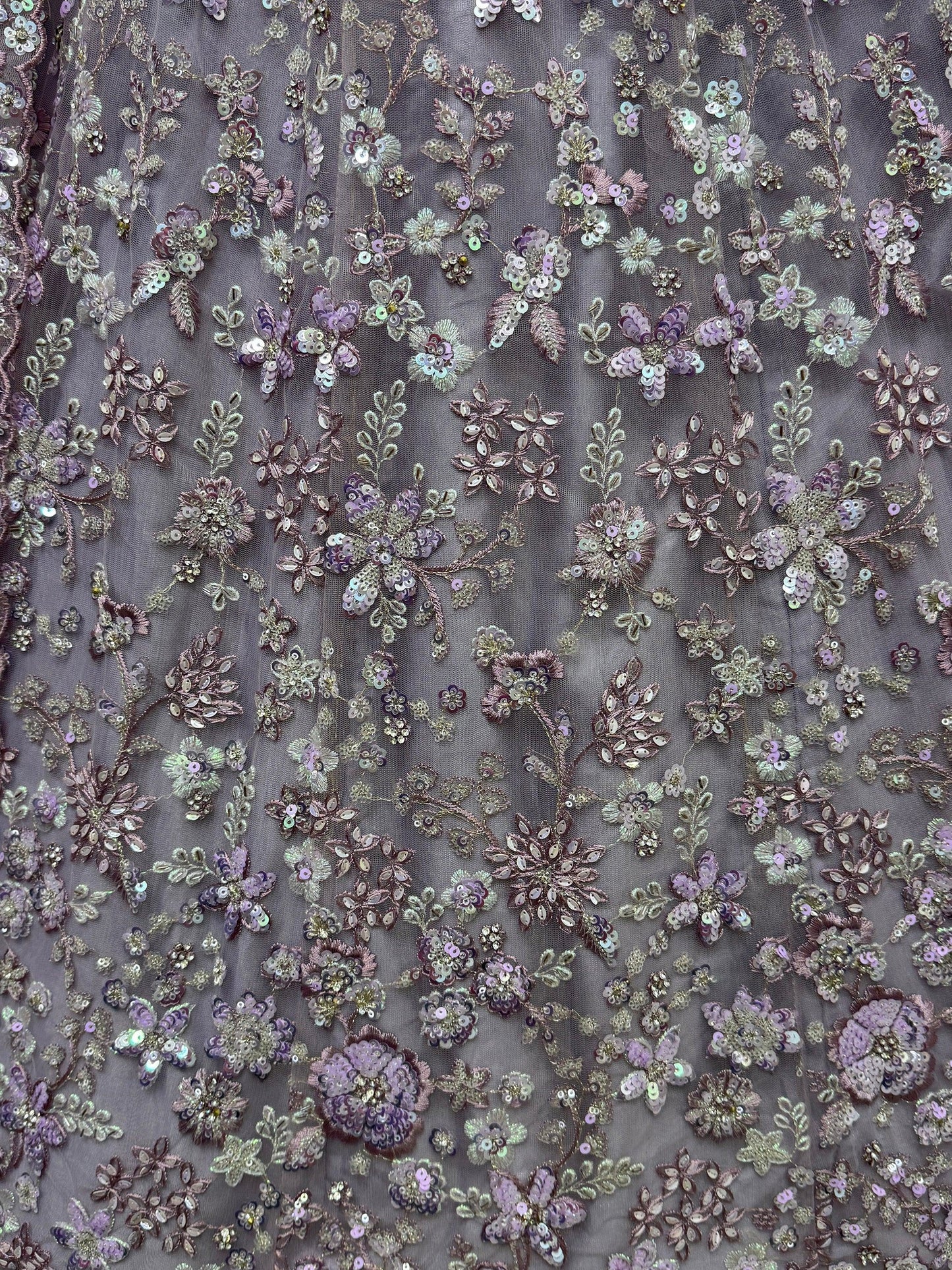 Adorable Lavender Sequins Work Net Bridesmaid Lehenga Choli With Dupatta