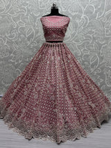 Adorable Pink Hand Work Net Bridal Wear Lehenga Choli With Dupatta
