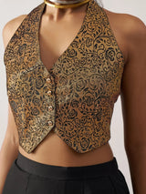 Amazing Black Jacquard Waistcoat Indo-Western Co-Ord Set