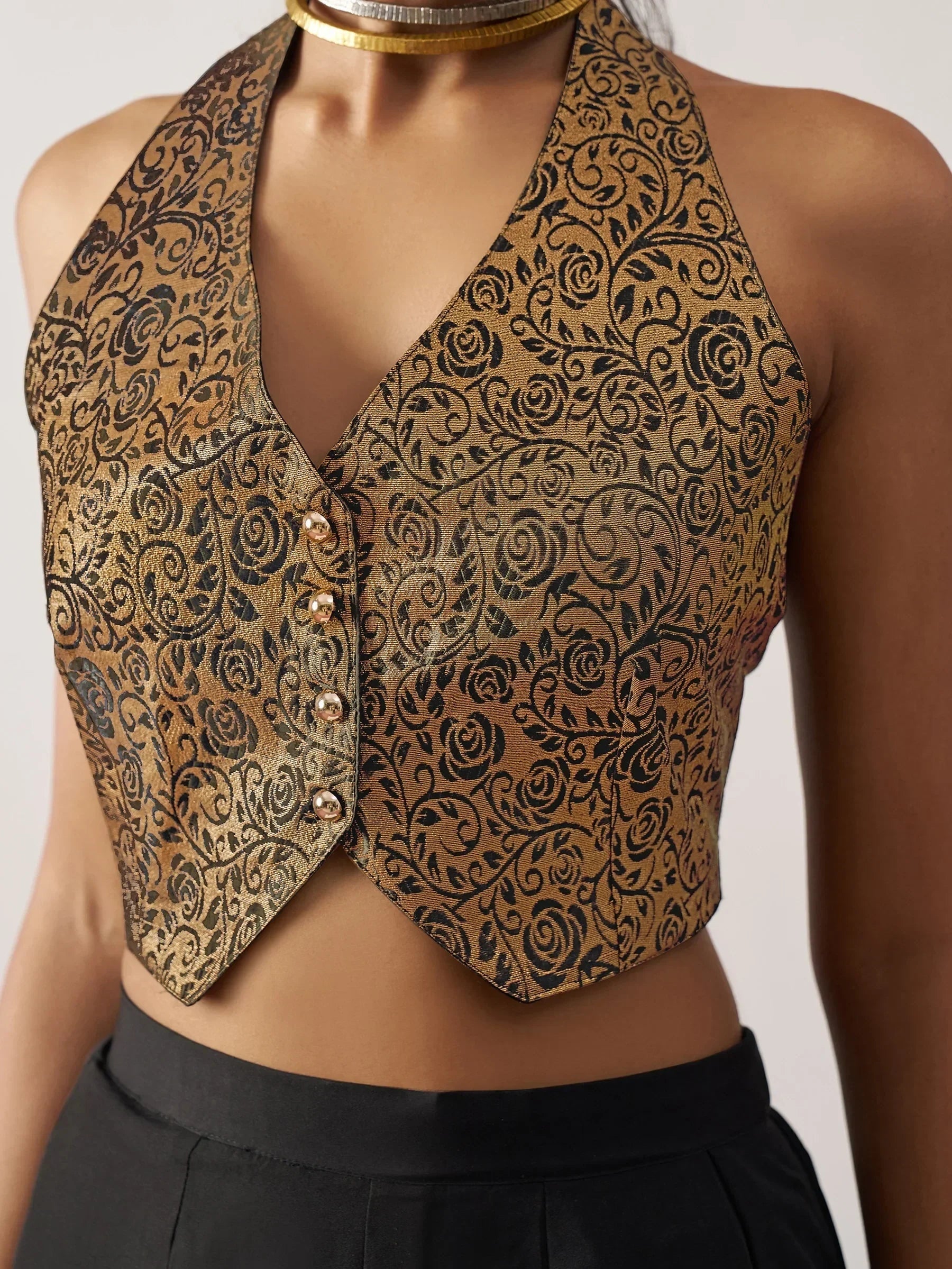 Amazing Black Jacquard Waistcoat Indo-Western Co-Ord Set