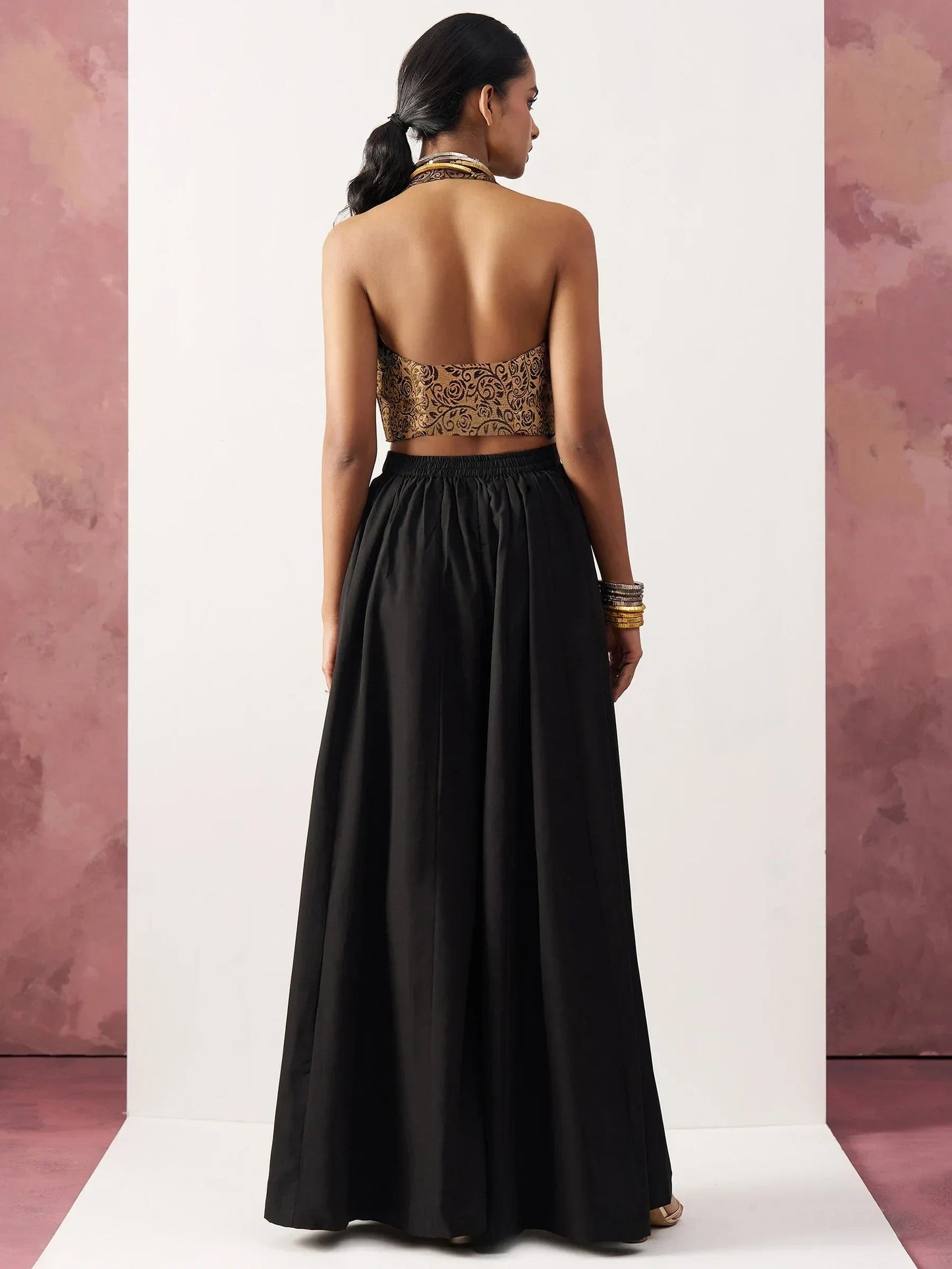 Amazing Black Jacquard Waistcoat Indo-Western Co-Ord Set