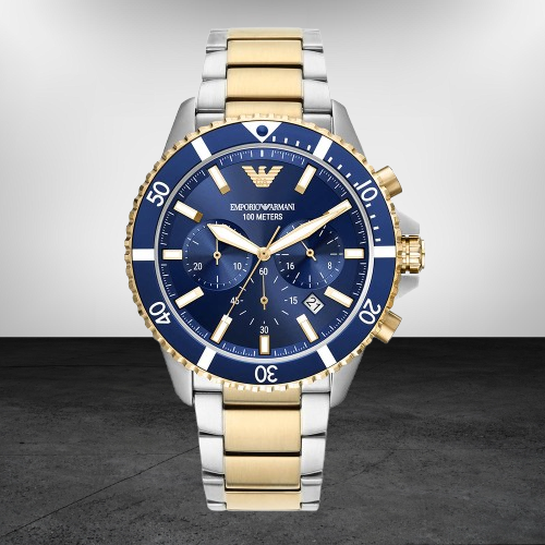 Branded Emporio Armani Sky Medallion Round Quartz Blue Dial Men Watch - AR11362 | Mameraa Watch Store