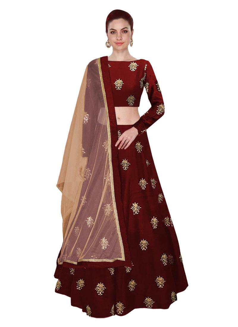 Art Silk Material Maroon Color Lehenga Choli With Dupatta