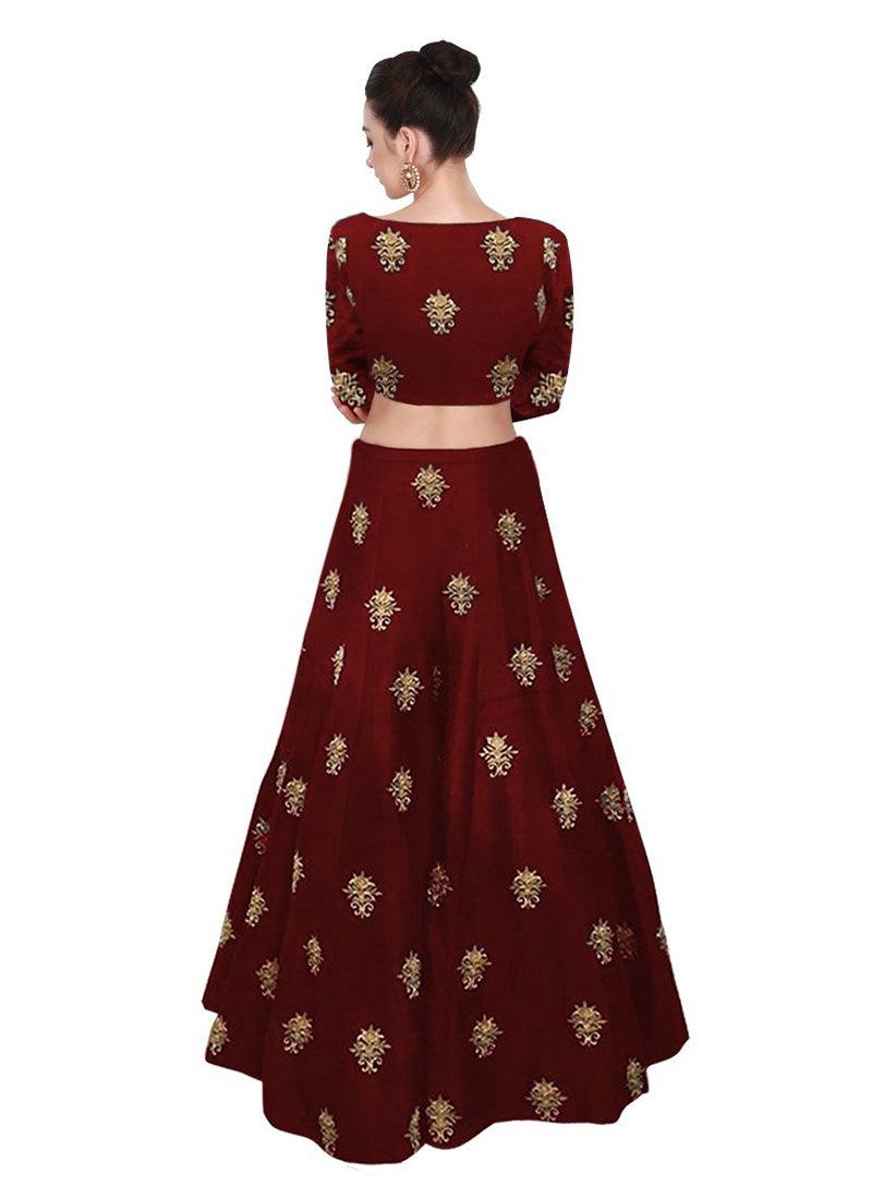 Art Silk Material Maroon Color Lehenga Choli With Dupatta