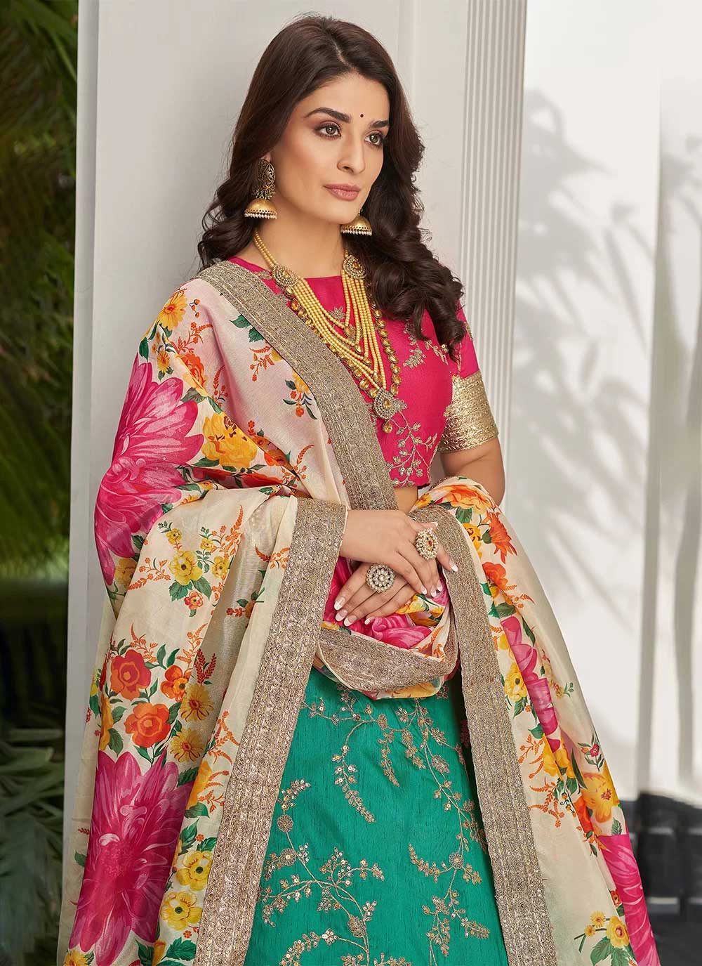 Art silk sequins embroidered sangeet wear lehenga choli