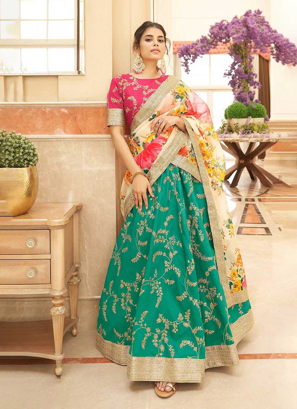 Art silk sequins embroidered sangeet wear lehenga choli