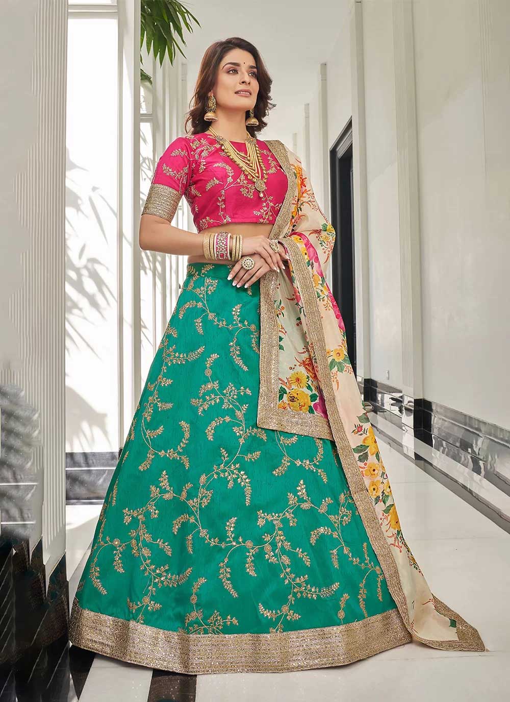 Art silk sequins embroidered sangeet wear lehenga choli