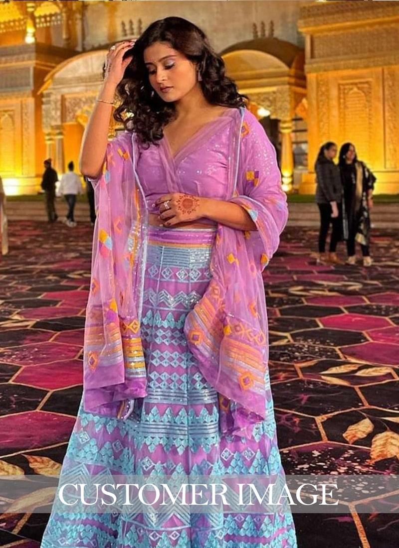 Attractive Purple Color with Soft Net Base Lehenga