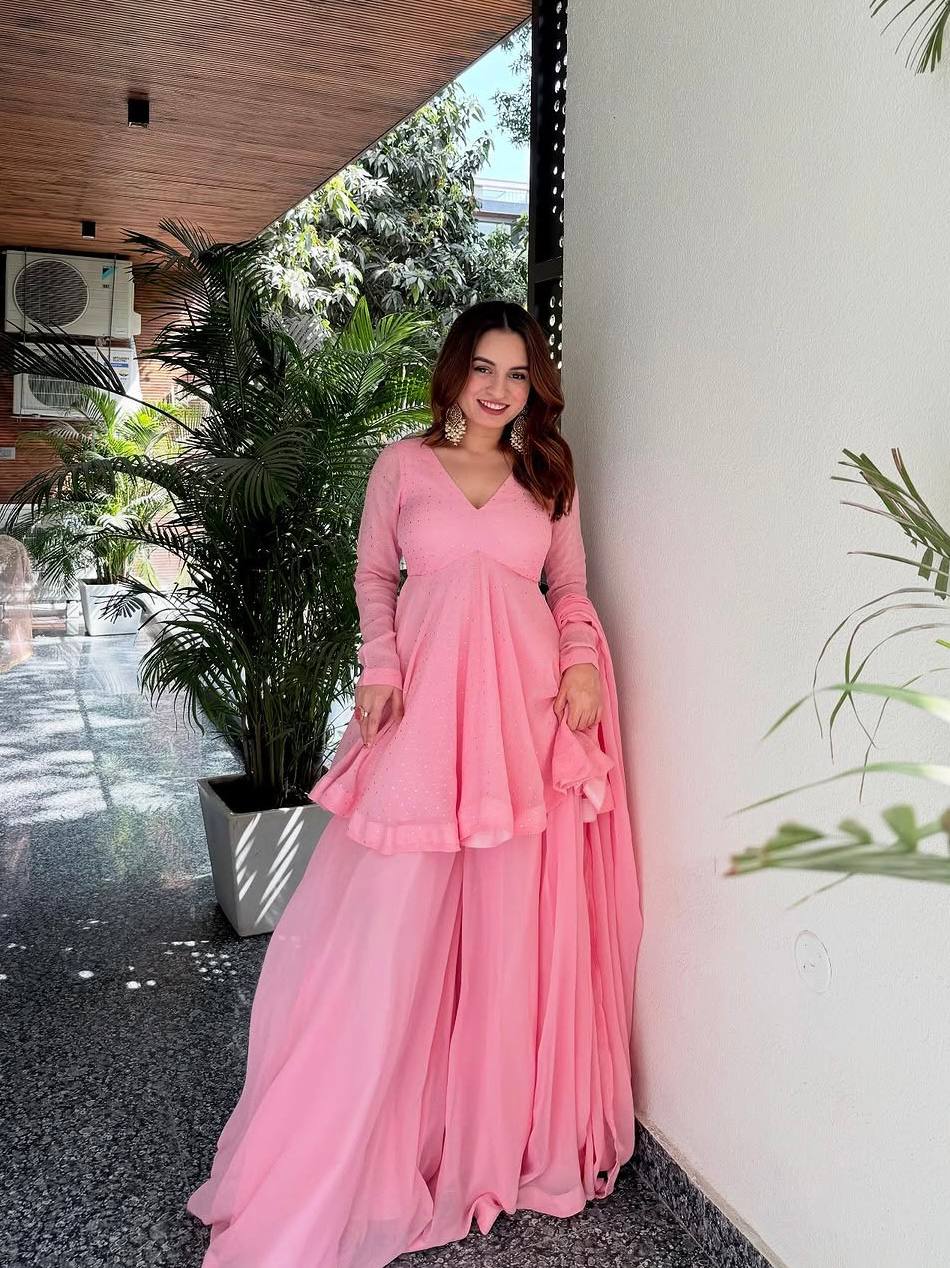 Baby Pink Designer Sharara Suit
