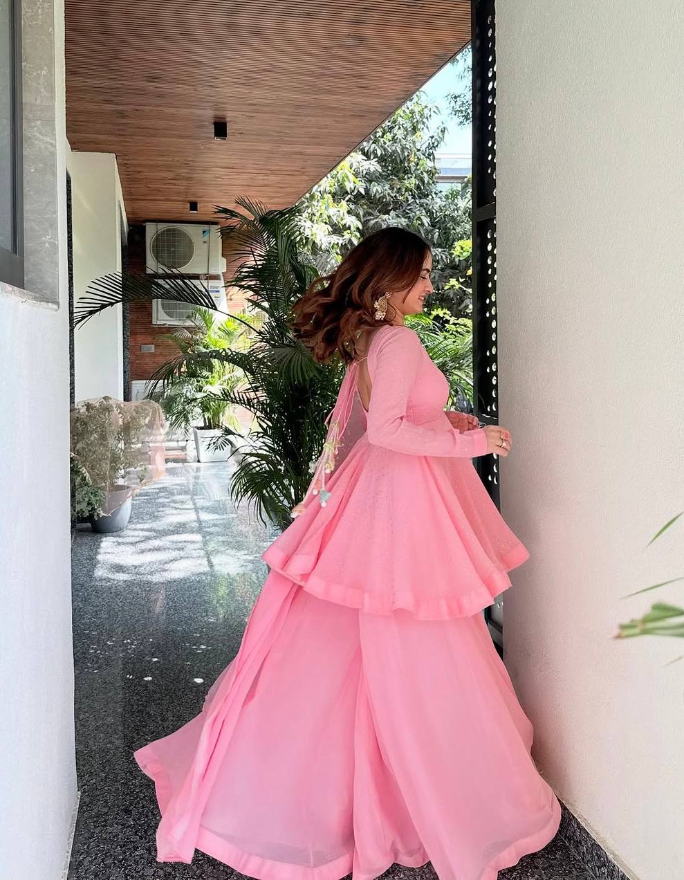 Baby Pink Designer Sharara Suit
