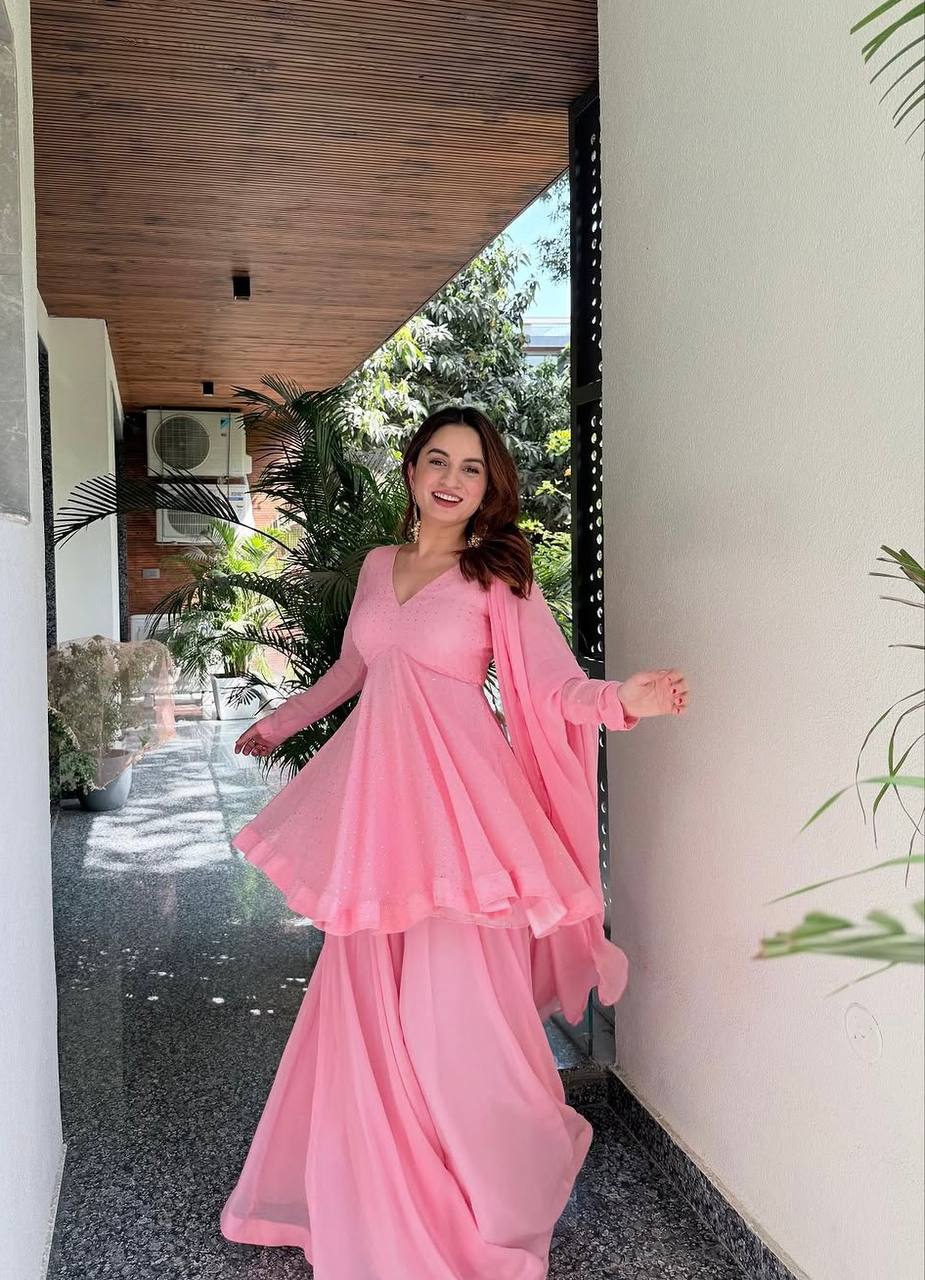 Baby Pink Designer Sharara Suit