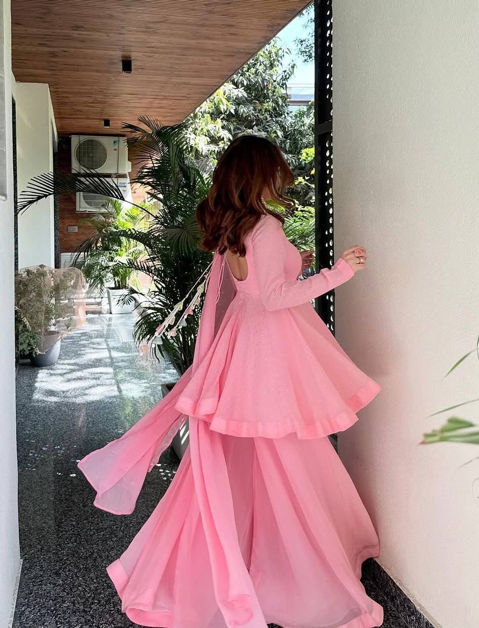 Baby Pink Designer Sharara Suit