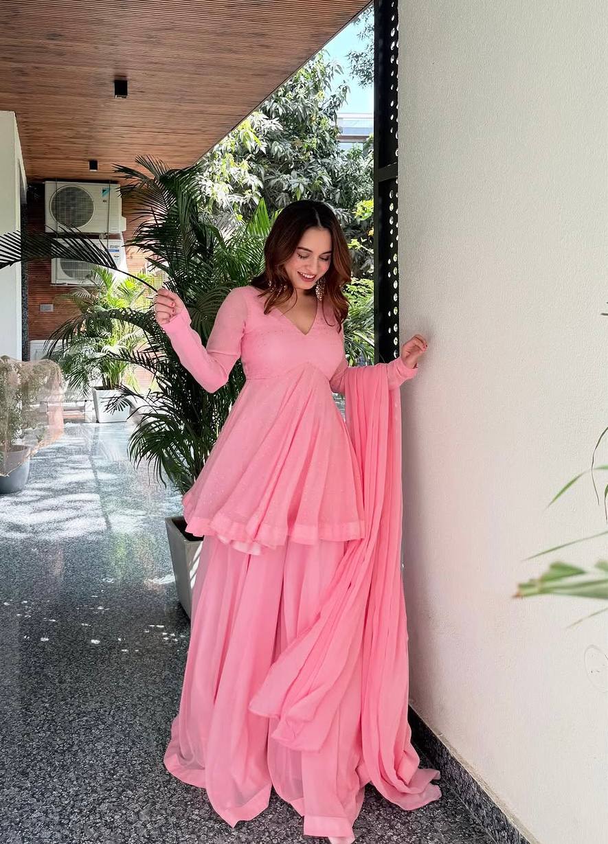 Baby Pink Designer Sharara Suit