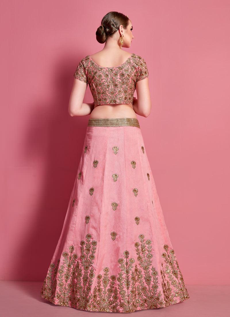 Baby Pink Elegance Lehenga Choli With Beige Net Dupatta