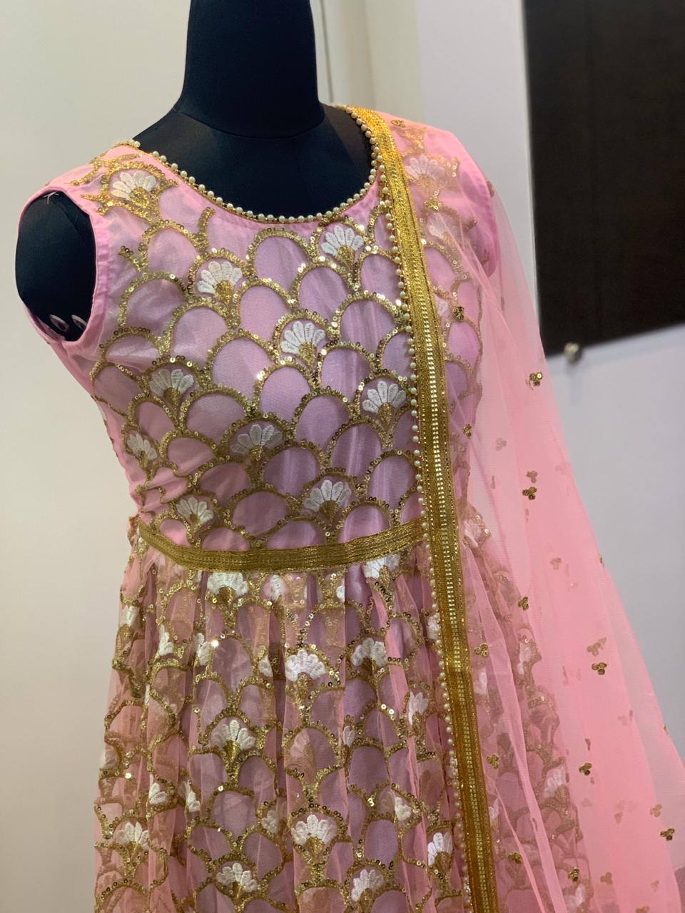 Baby Pink Elegant Festive Net Anarkali Set