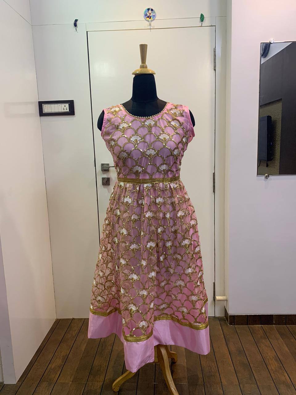 Baby Pink Elegant Festive Net Anarkali Set