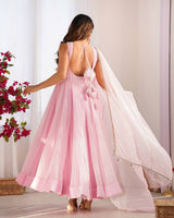 Baby Pink Regal Grace Georgette Anarkali Set