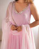 Baby Pink Regal Grace Georgette Anarkali Set