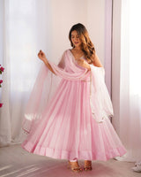Baby Pink Regal Grace Georgette Anarkali Set