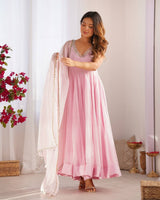 Baby Pink Regal Grace Georgette Anarkali Set