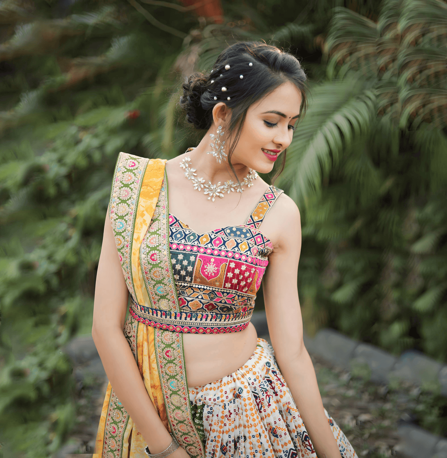 Bandhej Patola Foil Printed Navratri Lehenga Choli