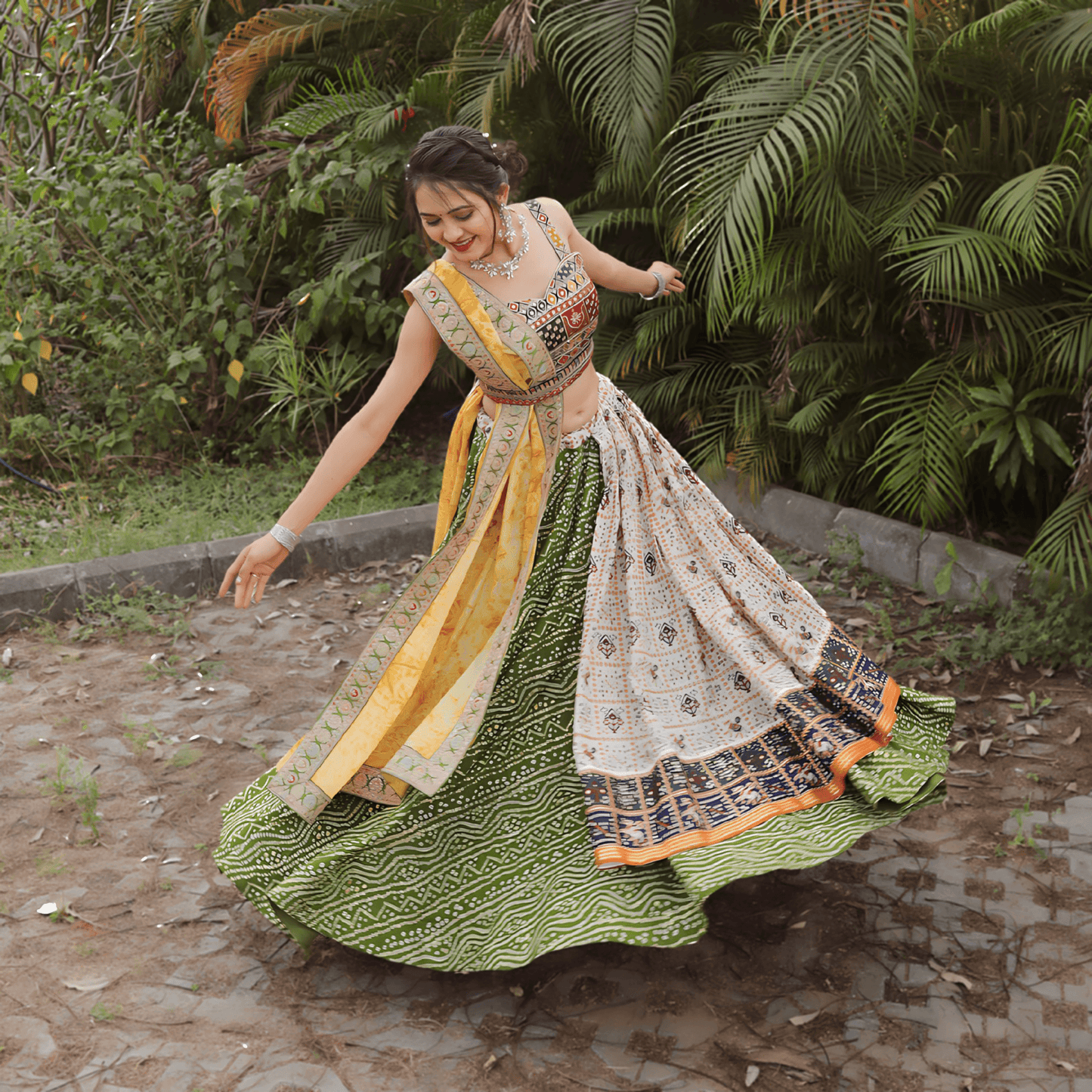 Bandhej Patola Foil Printed Navratri Lehenga Choli