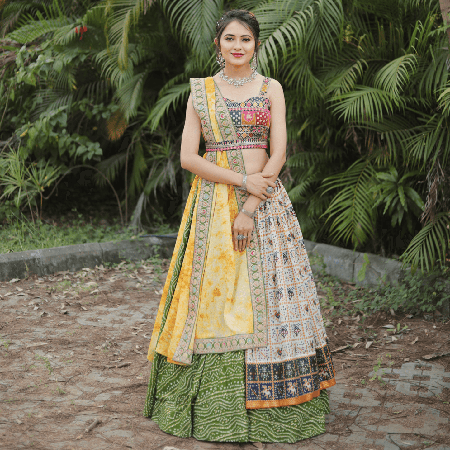 Bandhej Patola Foil Printed Navratri Lehenga Choli