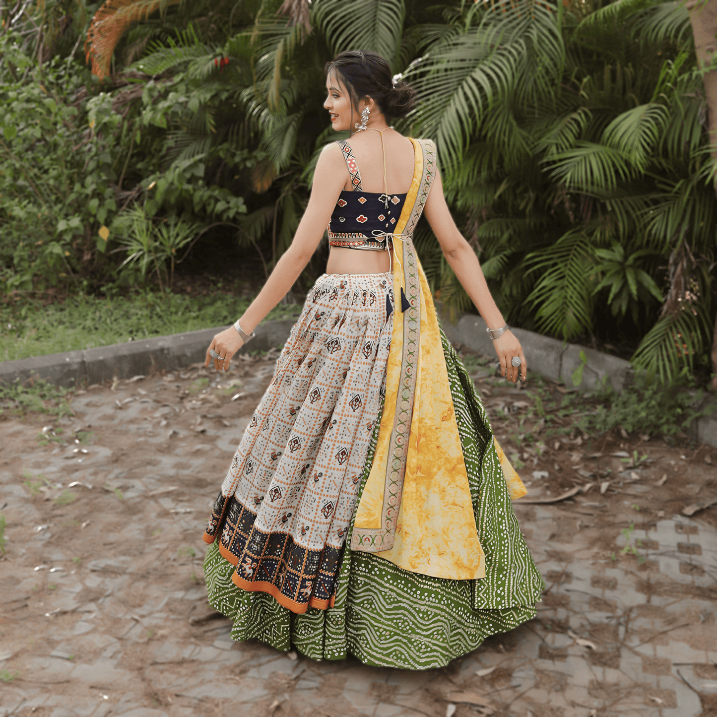 Bandhej Patola Foil Printed Navratri Lehenga Choli