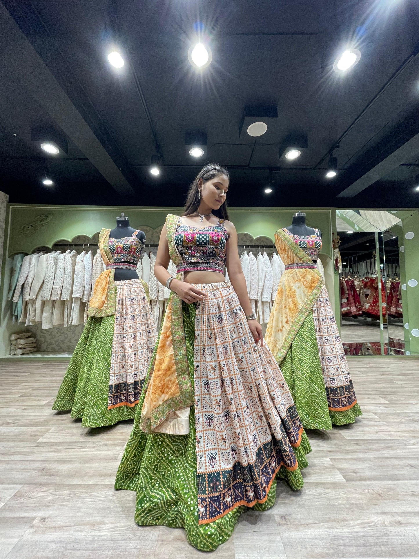 Bandhej Patola Foil Printed Navratri Lehenga Choli